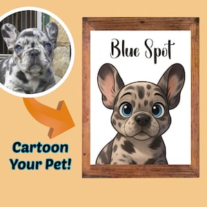 Custom Disney Style Pet Portrait, Cartoon Dog or Cat Drawing, Digital Download, Cute Pet Illustration, Wall Art for Pet Lovers Pixar Style