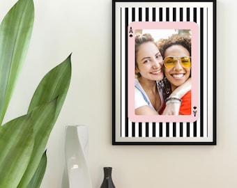 Custom Playing Card Wall Art, Personalized Gift for Friends, Trendy Ace of Hearts Wall Art, Friendship Poster, Trendy Best Friend Gift Print