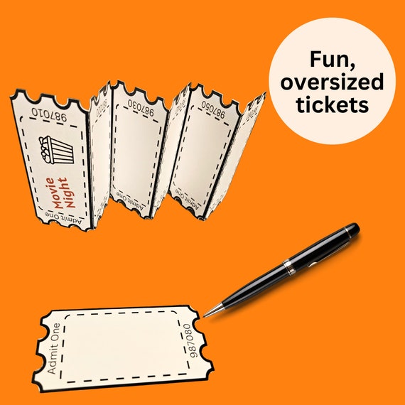 Blank Tickets for Family Activities, Customized tickets, Golden Tickets, Admit One Ticket Fun, Oversized Numbered Ticket, Personalized Fun