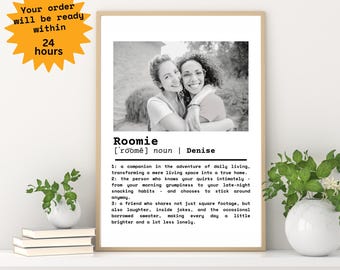 Roommate Gift Personalized, Roomie Friend Definition Print Birthday Christmas Housewarming Gift Custom Gift For Far College Roommates