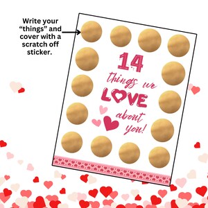 Calendrier de l'Avent Saint-Valentin à gratter, 14 choses que nous aimons chez vous, cadeau de Saint-Valentin, cadeau pour fille, fils, parent – Imprimé