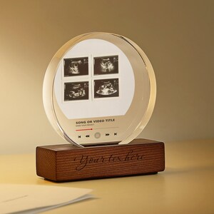 Ultrasound Frame Holiday Baby Announcement Grandparent Gift, Wood & Round Acrylic Photo Block, Future Grandparent's Gift Cute Picture Frames