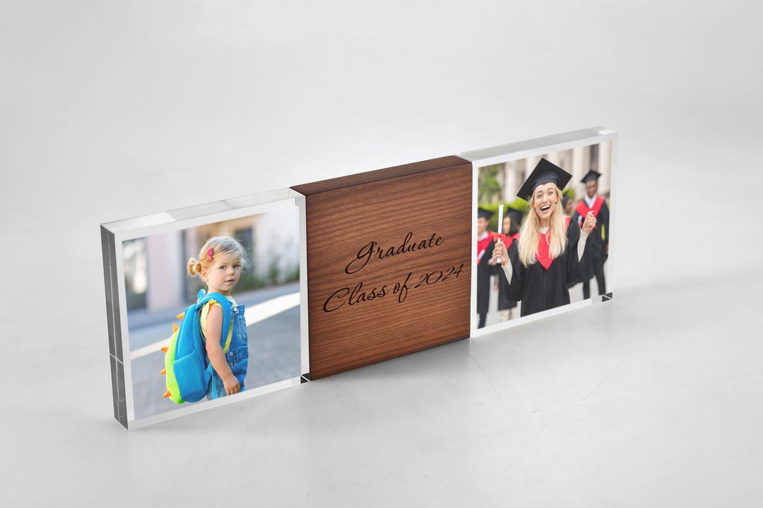 Double Photo Frame With Wood Block - Side by Side Custom Picture Frame ...