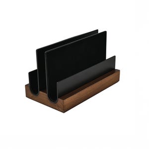 Vertical Dual Laptop Stand - Adjustable Double Macbook Dock - Wood & Metal Desk Organizer - Space Saving Laptop Dock Office Setup Gift