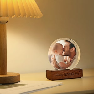 Custom Picture Frame - Baby and Daddy Acrylic Photo Print Frame Display Stand - Laser Engraved Personalized Picture for Desk Valentine Gift