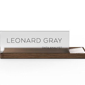 Personalized Name Plate for Teacher Gift - Acrylic Name Plate with Wooden Stand - Corporate Business Professional Office Desk Name Plate