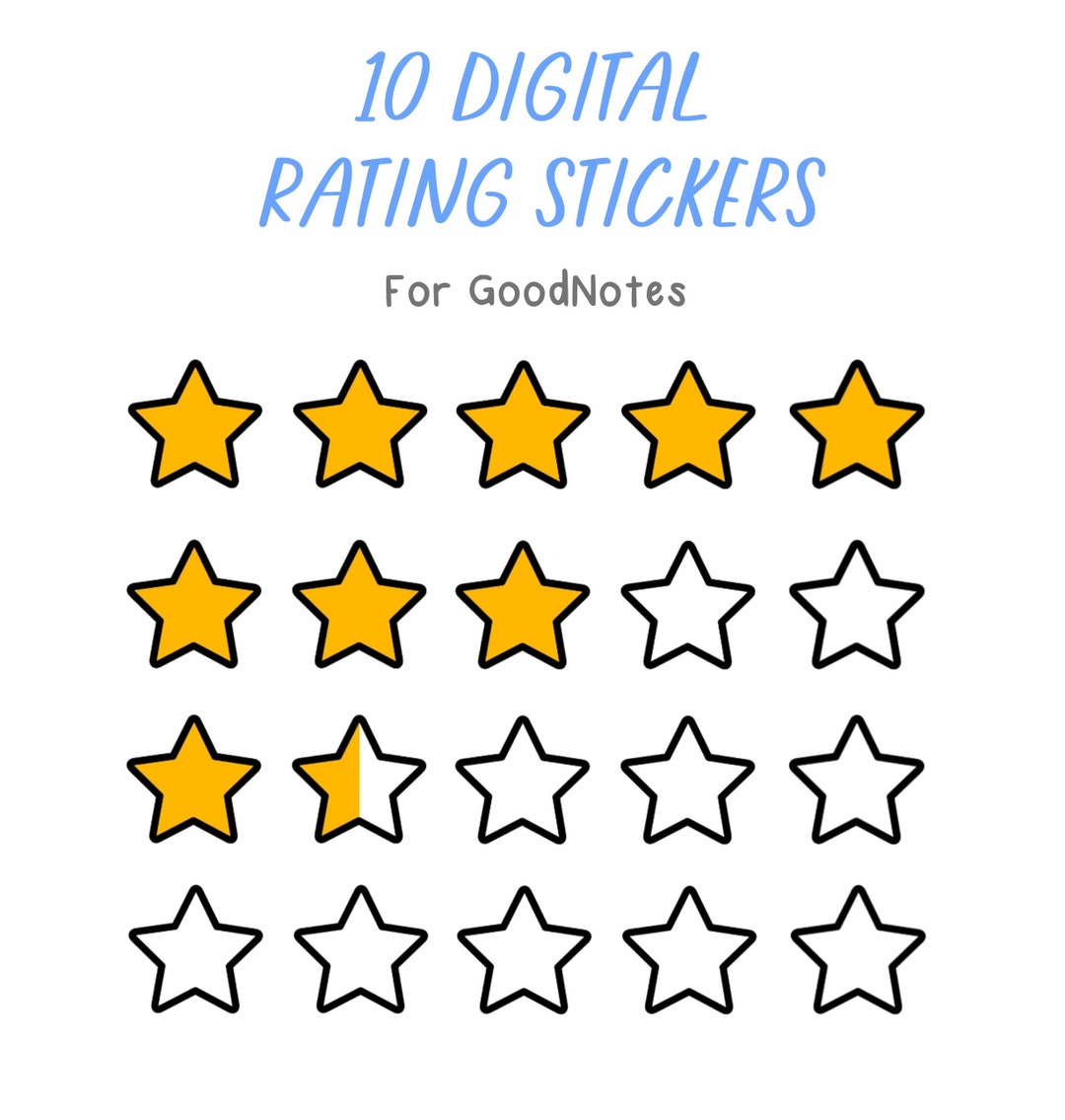 Digital Sticker - Star Rating for Goodnotes Digital Journal (soft Edge ...
