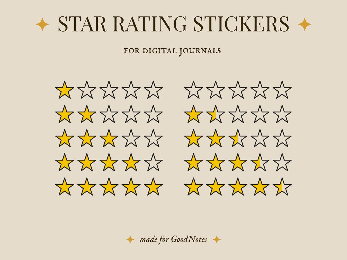 Star Rating Stickers for Digital Journals (digital Download) - Etsy