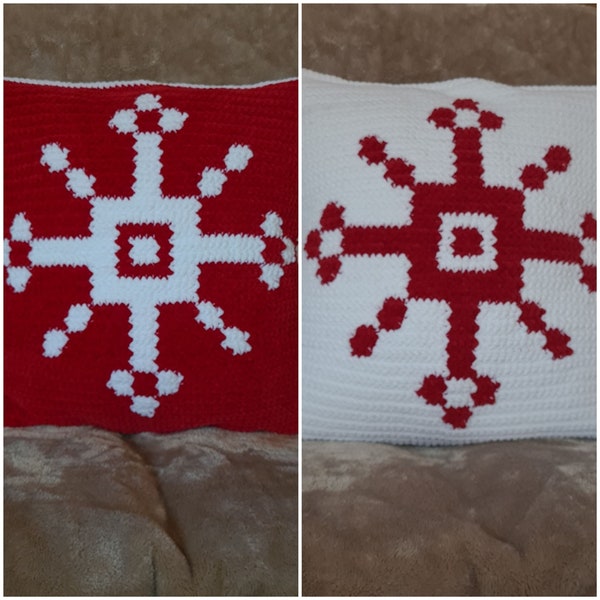 Häkelanleitung / Crochetpattern für Kissenbezug"Schneeflocke" Wendekissen Pillow Snowflake wunderschöne Dekoration Decoration Homeaccessoire