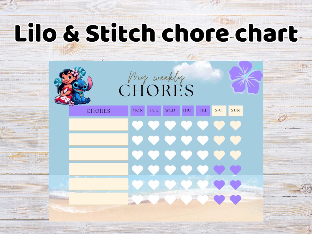 Lilo & Stitch Weekly Chore Chart - Etsy