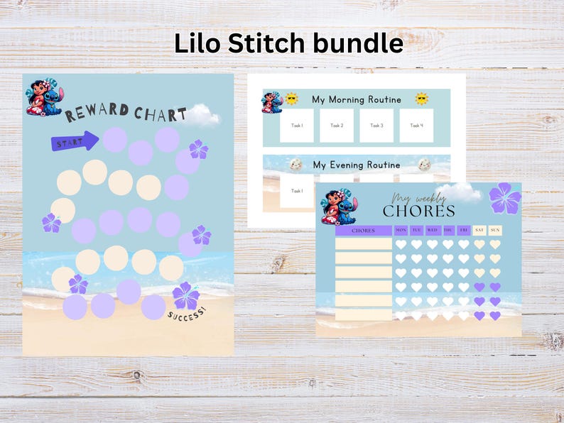 Lilo Inspired Chore N Routine Chart Bundle Kids Printable Reward System ...