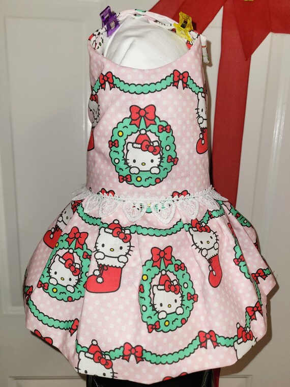 Christmas Dog Dress Hello Kitty Dog Dress Christmas Dog Dress. Christmas Cat Dress Pet Dress Holiday Dog Dress Hello Kitty Etsy