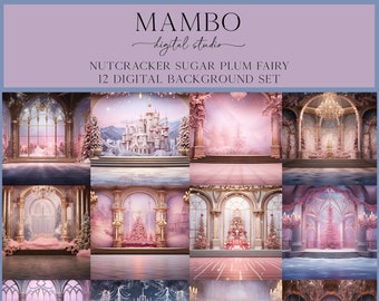 Nutcracker Sugarplum Fairy Christmas Dance Digital Backdrop Set, Photoshop Background, Digital Background, Portrait, Holiday