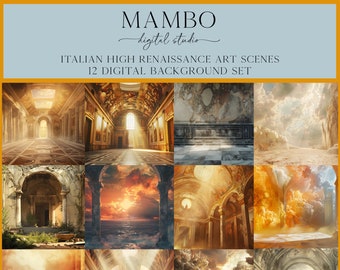 Italian High Renaissance Art Scenes Dance Digital Backdrop Set, Photoshop Background, Digital Background, Portrait, Photography, Travel