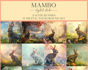 Easter Bunny Spring Scenes Digital Backdrop Set, Photoshop Background, Digital Background, Portrait, Photography, Holiday, Dance