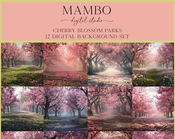 Cherry Blossom Parks Digital Backdrop Set, Photoshop Background, Digital Background, Portrait, Art, Dance
