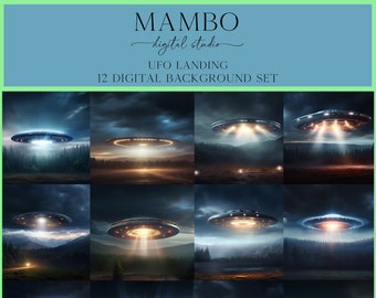 UFO Landing Scenes Digital Backdrop Set, Photoshop Digital Background, Portrait, Space, Dance, Maternity, Travel, Photography, Fantasy