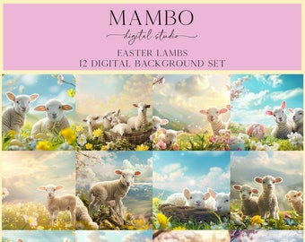 Easter Lambs Spring Scenes Digital Backdrop Set, Photoshop Background, Digital Background, Portrait, Photography, Holiday, Dance