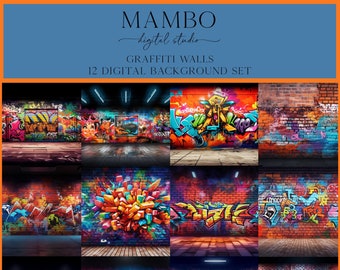 Graffiti Walls Digital Backdrop Set, Photoshop Background, Digital Background, Maternity Portrait, Wedding
