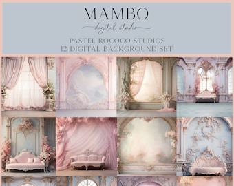 Pastel Rococo Studio Scenes, Digital Backdrop Set, Photoshop Background, Digital Background, Portrait, Photography, Art, Dance