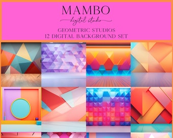 Geometric Studio Scenes Dance Digital Backdrop Set, Photoshop Background, Digital Background, Portrait, Photography