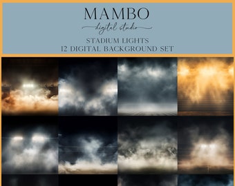 Stadium Lights Digital Backdrop Set, Photoshop Background, Digital Background, School Portrait, Sports, High School, Football
