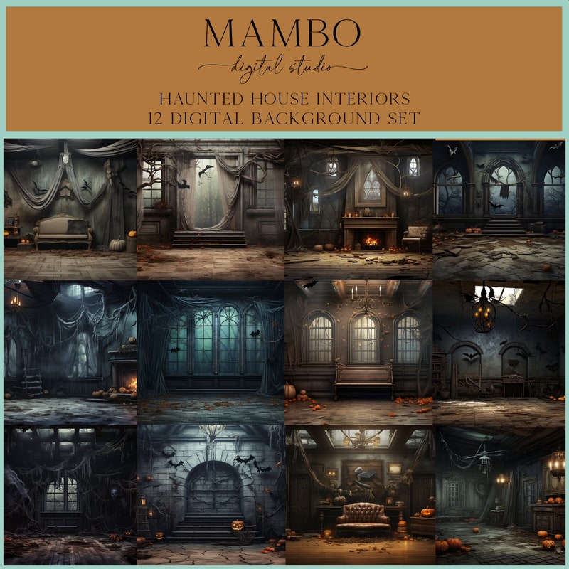 Haunted Writing Background Design Haunted House Background - Etsy