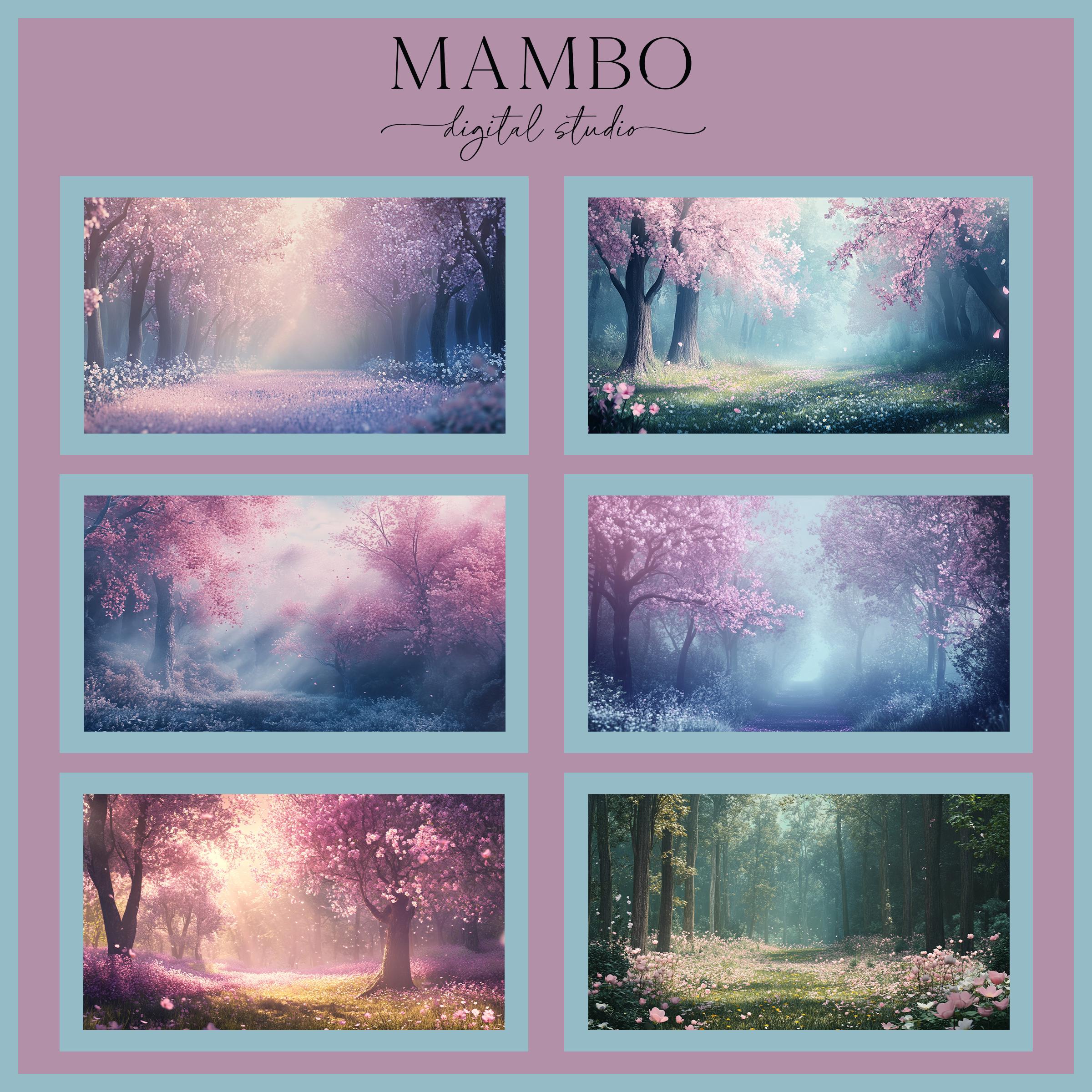 Fantasy Spring Forest Scenes Digital Backdrop Set, Photoshop Background ...