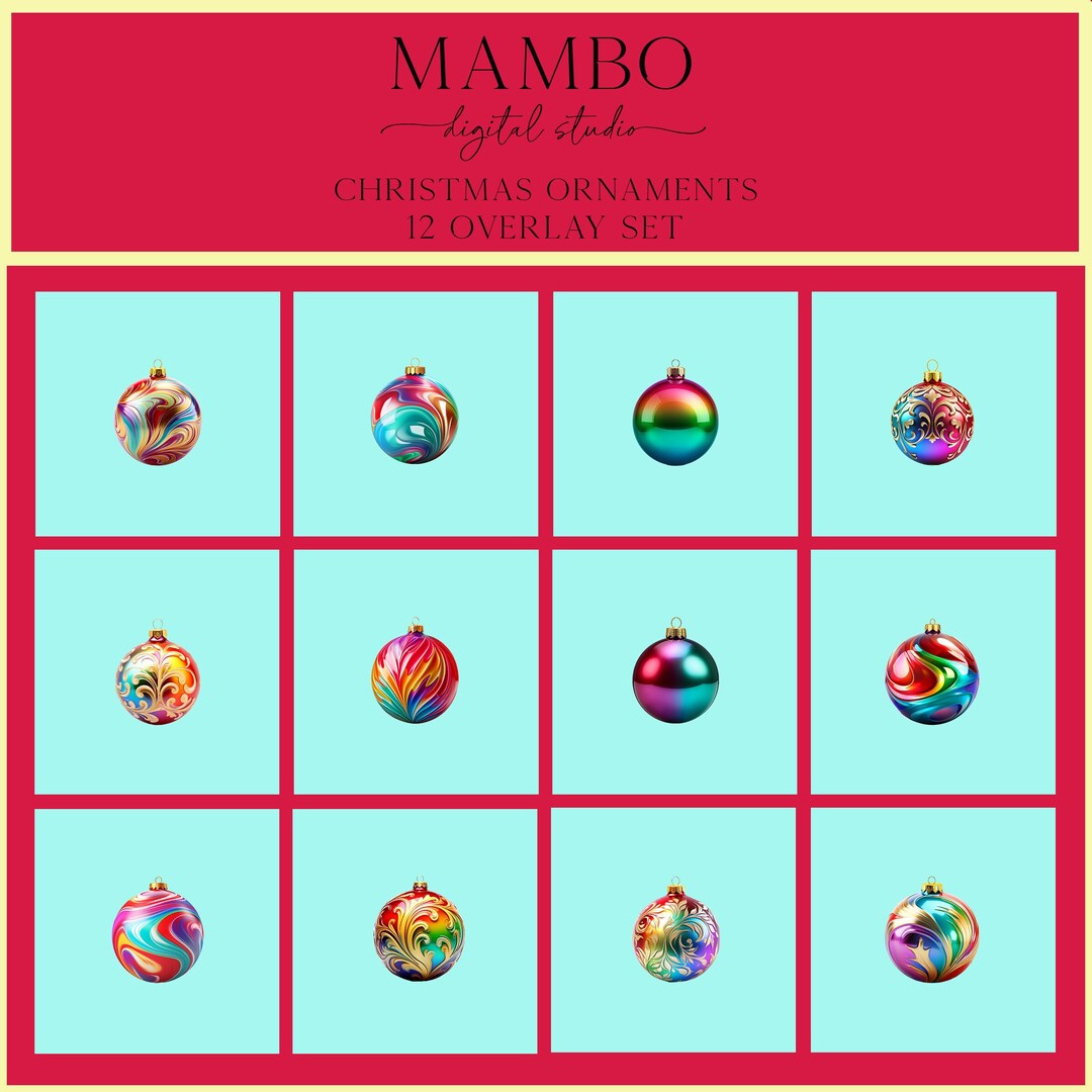 Christmas Ornament Overlay Set, Overlays, Digital