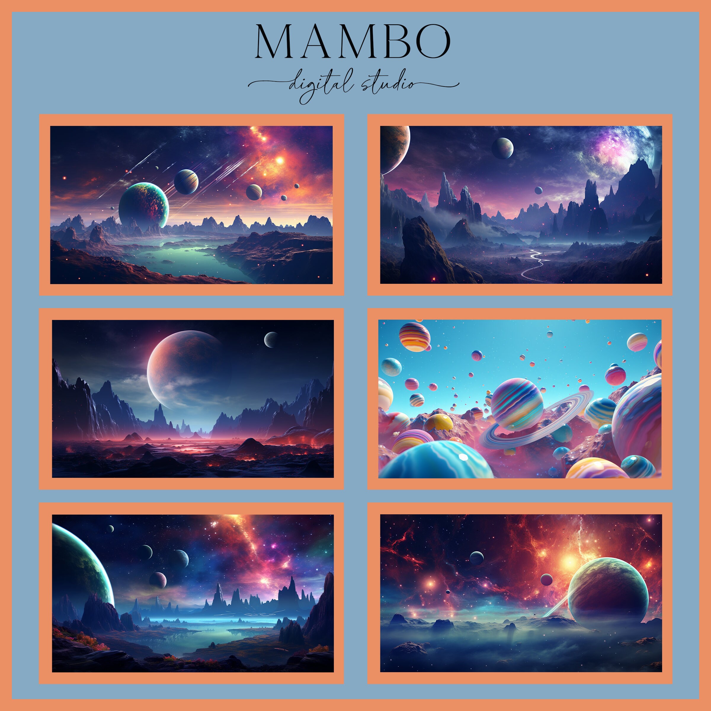 Outer Space Scenes Digital Backdrop Set, Photoshop Background, Digital ...