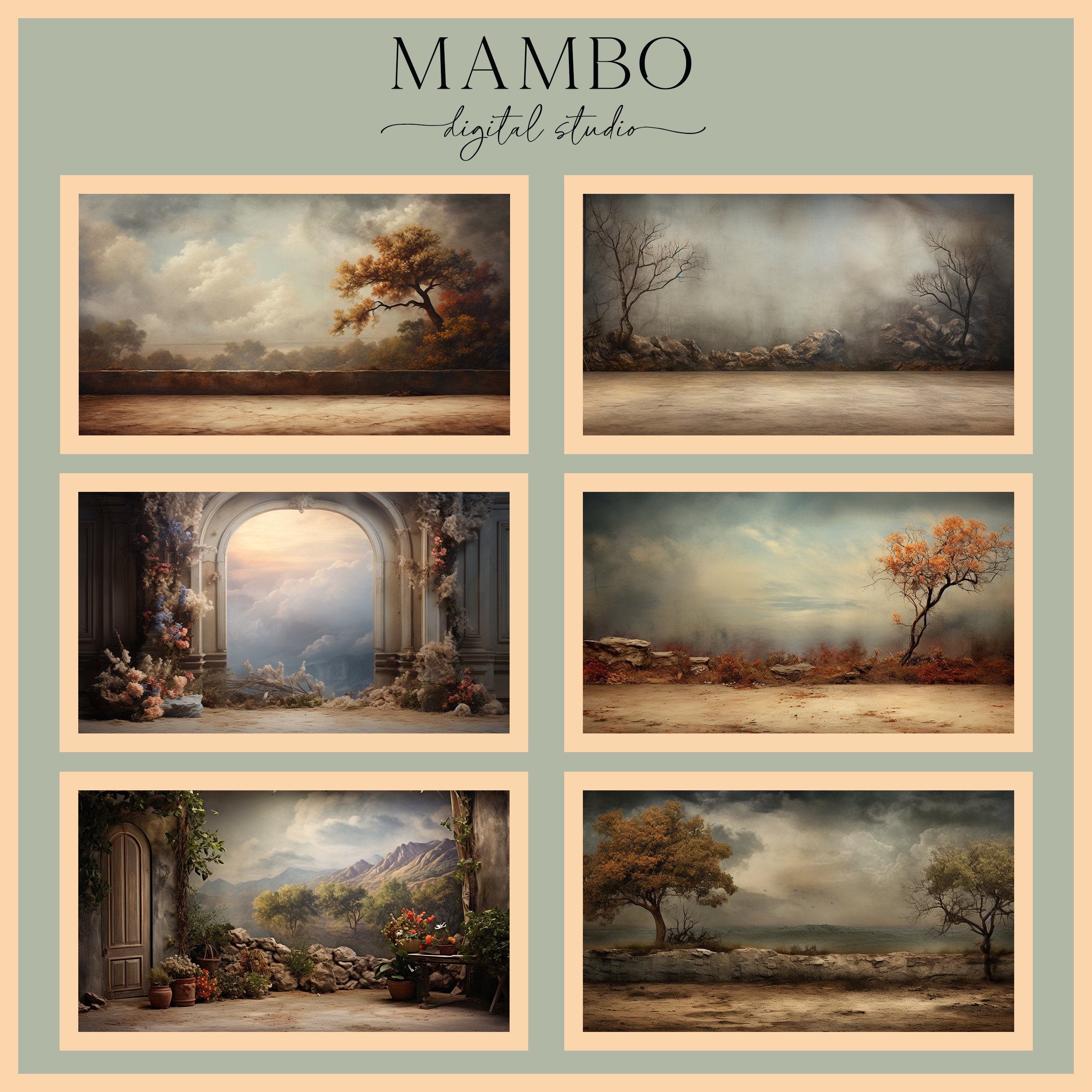 Fine Art Landscapes Digital Backdrop Set, Photoshop Background, Digital ...