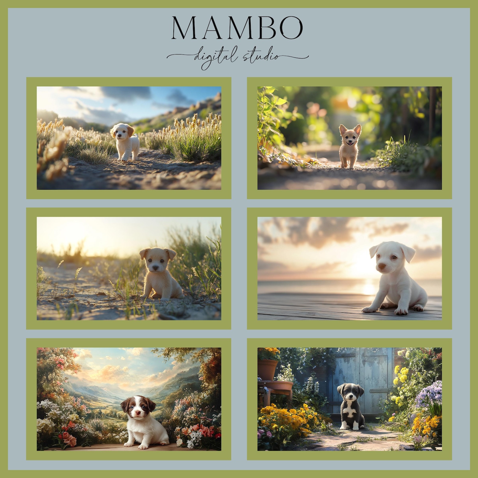 Outdoor Puppy Dog Scenes Digital Backdrop Set, Photoshop Background ...