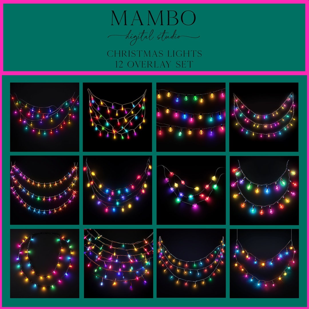 Christmas Lights Overlay Set, Overlays, Digital