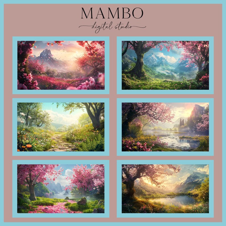 Spring Fantasy Scenes Digital Backdrop Set, Photoshop Background ...