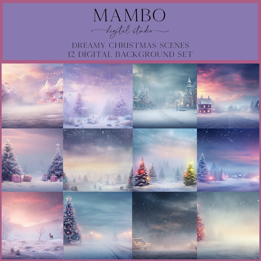 Dreamy Christmas Scenes Digital Backdrop Set, Photoshop Background ...