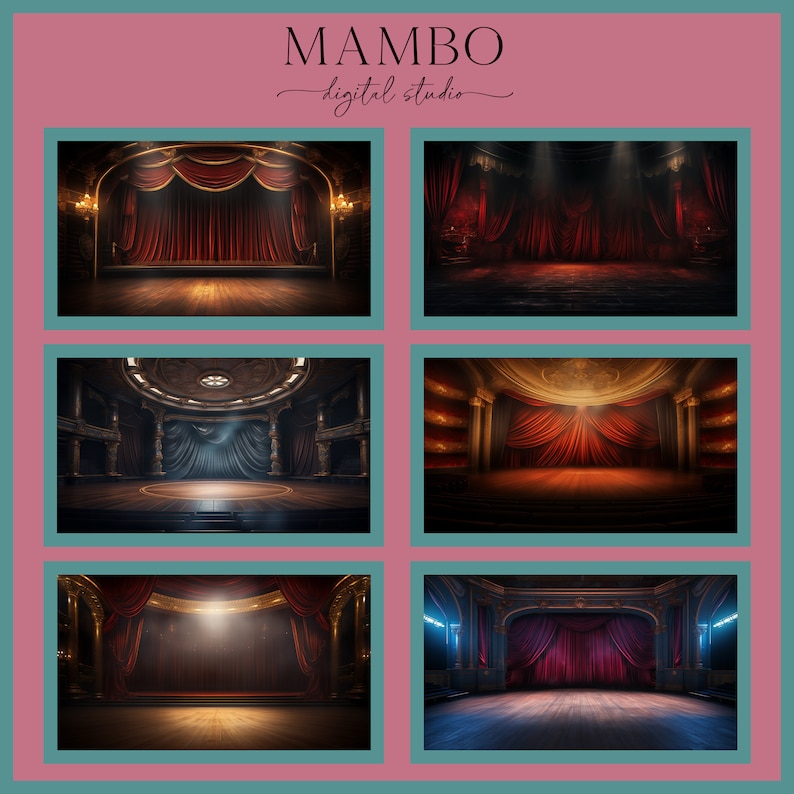 Theater Stages Digital Backdrop Set, Photoshop Background, Digital ...