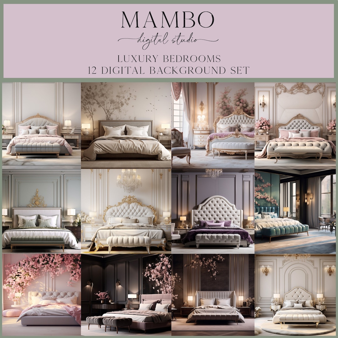 Luxury Bedrooms Digital Backdrop Set, Photoshop Digital Background ...