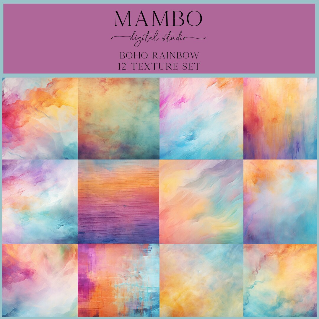 Boho Rainbow Photoshop Texture Set, Photoshop Textures, Digital Overlay ...