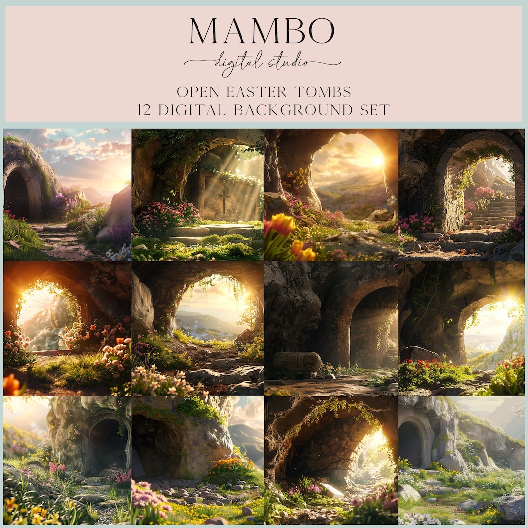Tombs Bhackround Open Easter Tombs Digital Backdrop Set, Photoshop Background, Digital ...
