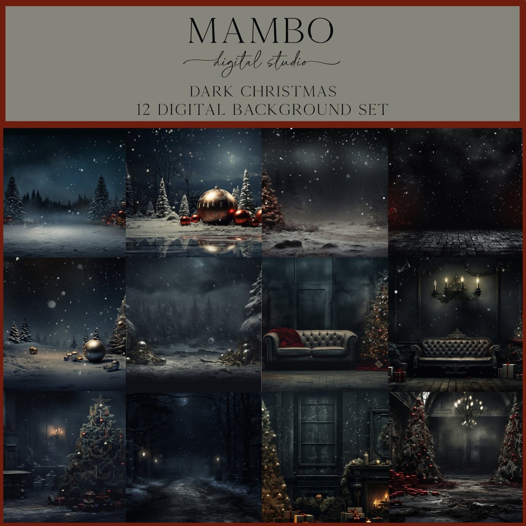 Dark Christmas Digital Backdrop Set, Photoshop Background, Digital ...