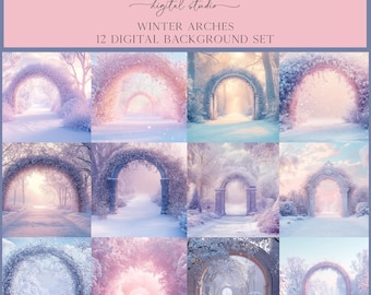 Winter Arch Scenes Digital Backdrop Set, Photoshop Background, Digital Background, Portrait, Holiday, Christmas, Dance
