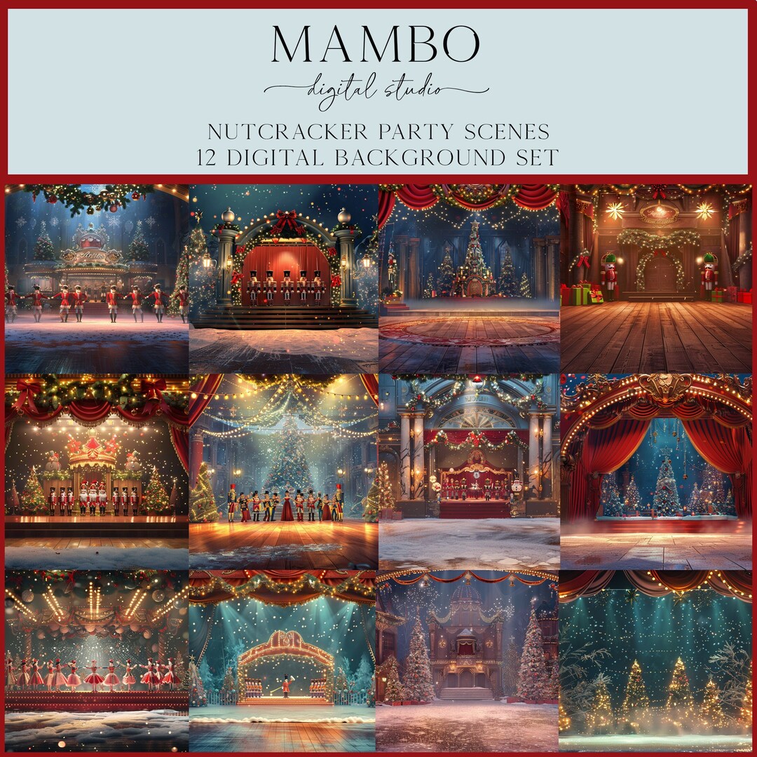 Nutcracker Party Scenes Dance Digital Backdrop Set, Photoshop ...