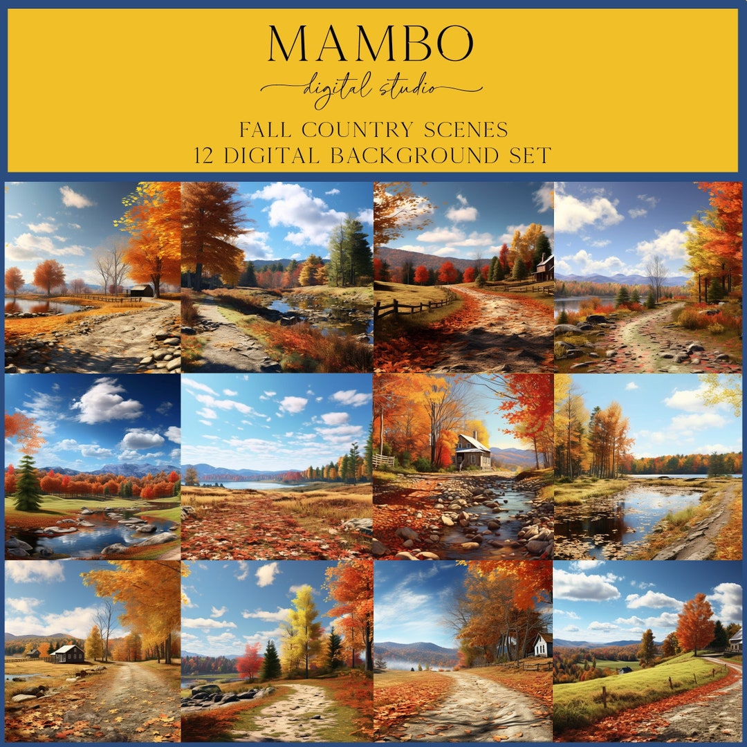 Fall Country Scenes Digital Backdrop Set, Photoshop Background, Digital ...