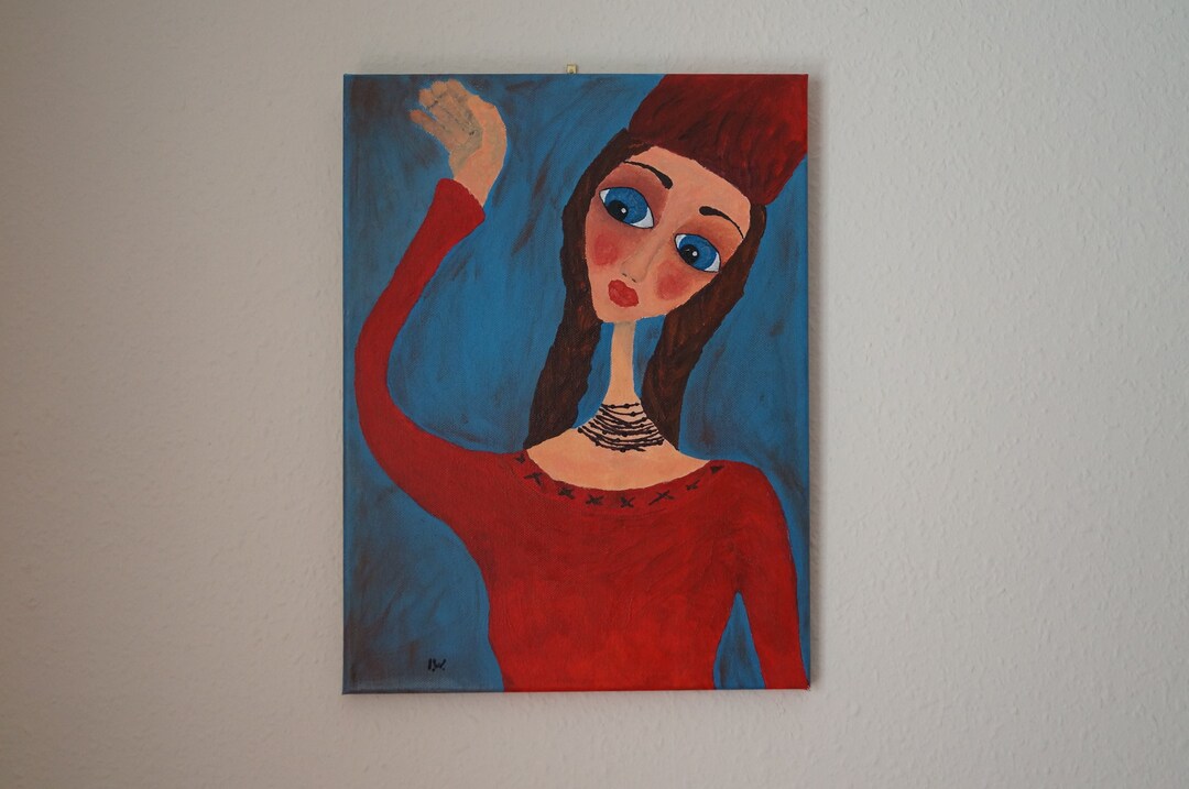 Lady in Red Figure Painting, Original Art, Figure Painting on Canvas Etsy