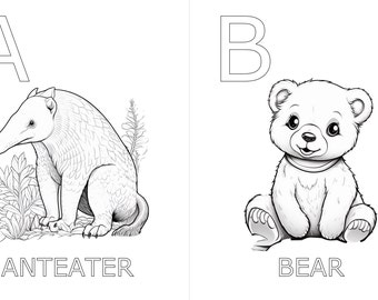 Animal Alphabet 26 colouring pages