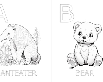 Animal Alphabet 26 colouring pages