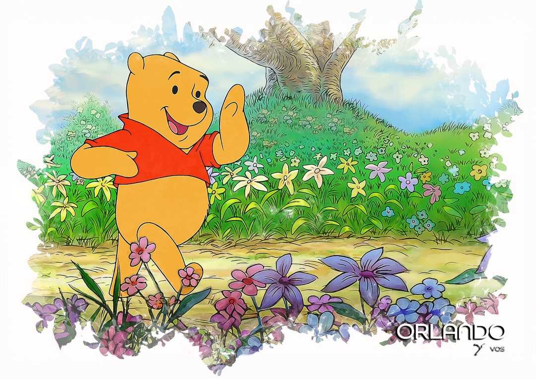 Winnie the Pooh Walks in His Magical and Colorful World - Etsy