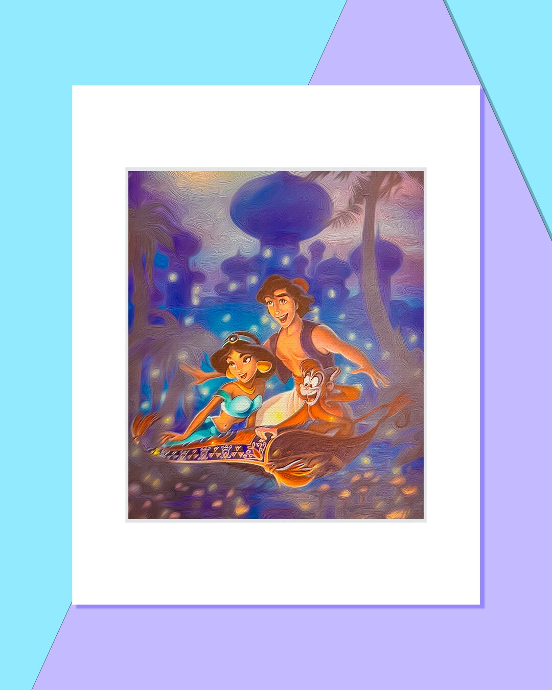 Aladdin, Princess Jasmine, and Monkey Abu Fly on the Magic Carpet Over ...