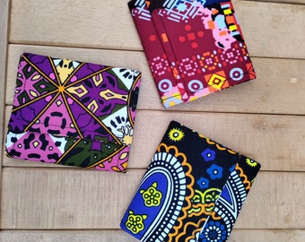 Portefeuilles faits main| Portefeuilles accordéon| Porte-cartes uniques| Pochettes en batik en coton ciré Ankara