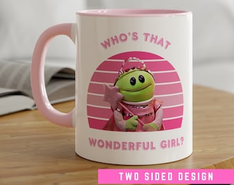 Who's That Wonderful Girl? Mug, Nanalan Inspired TV Show Present, 2 Toned Ceramic Gift Cup, Mona Cute Puppet Birthday, Christmas Idea Friend